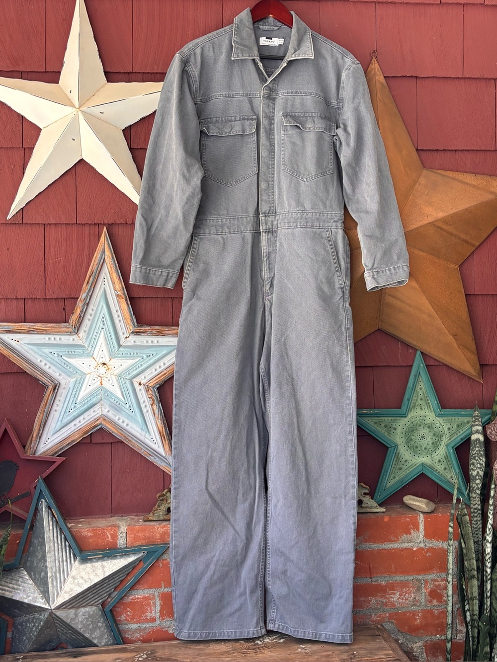 Topman Gray Coveralls Jumpsuit Size M